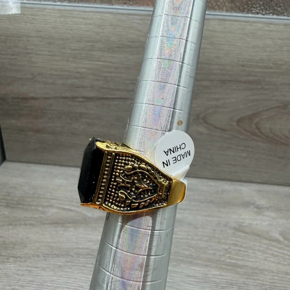 Gold Tone and Black Statement‎ Ring